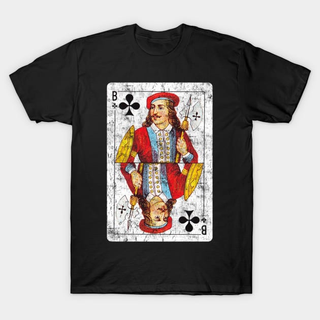 Vintage Jack of Clubs Playing Card T-Shirt by vladocar